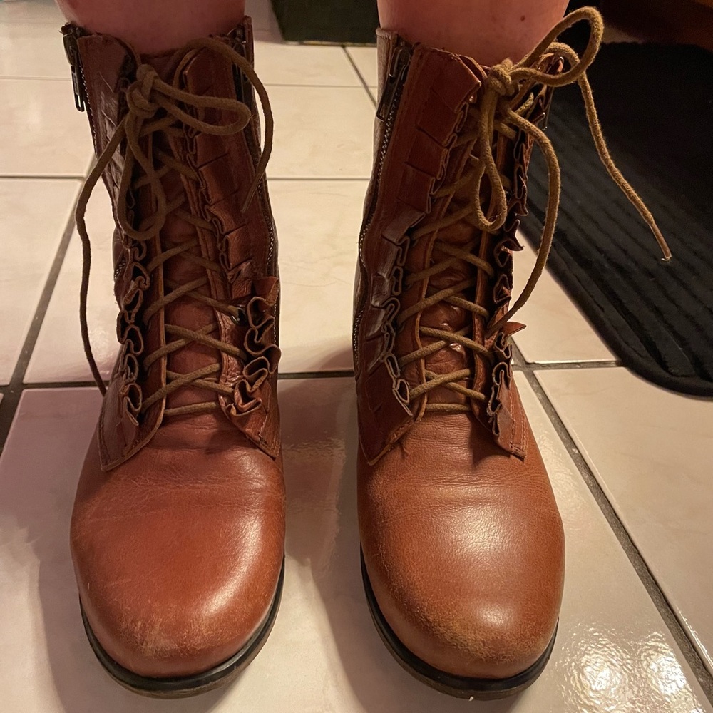 HTF Terri ruffle boots by Betsey Johnson